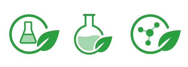 Vecteur biochimie biotechnologie molécule herbe scientifique pharmacie laboratoire flacon recherche feuilles vertes