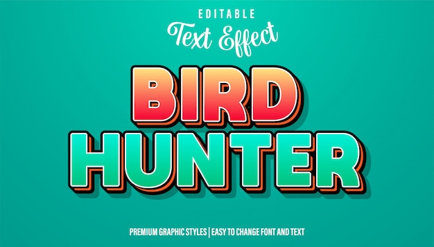 Bird Hunter, effet de texte de style de titre de jeu