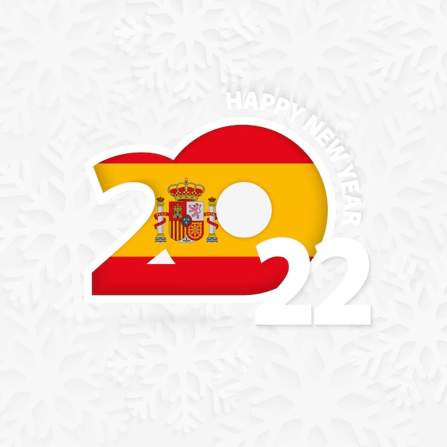 Bonne année 2022 pour l'Espagne sur fond de flocon de neige.