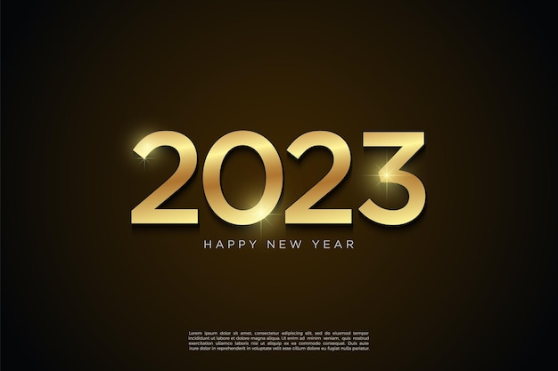 bonne année 2023 avec effet de lumière dorée.