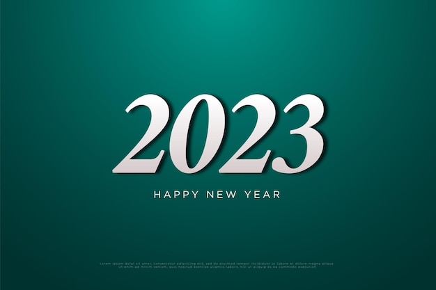 bonne année 2023 avec fond vert et effet de lumière d'en haut