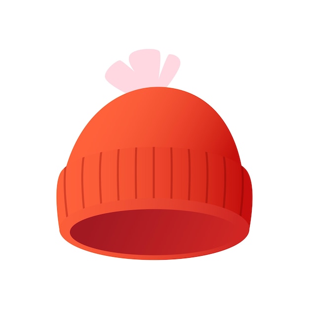 Vecteur bonnet tricoté chaud et confortable avec un pompon. illustration vectorielle