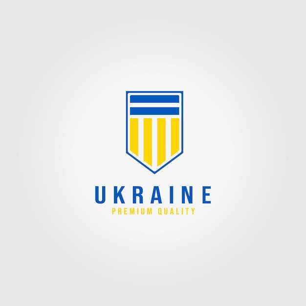 Bouclier Ukraine Drapeau Logo Icône Vector Illustration Design Vintage