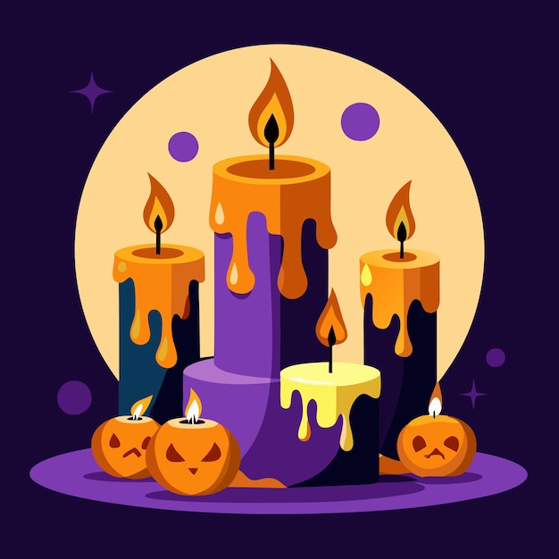 Des bougies d'Halloween en couleurs dessin d'illustration