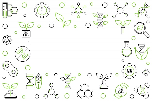 Vecteur cadre créatif de contour horizontal ogm concept gratuit vector ou illustration