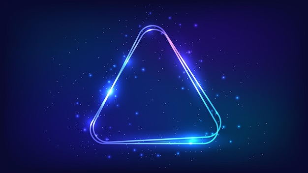 Cadre triangle arrondi néon avec effets brillants