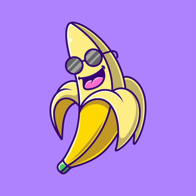 Caricature de banane cool à l'aide de lunettes de soleil