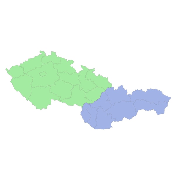 Carte politique de haute qualité du tchèque et de la Slovaquie avec des frontières de