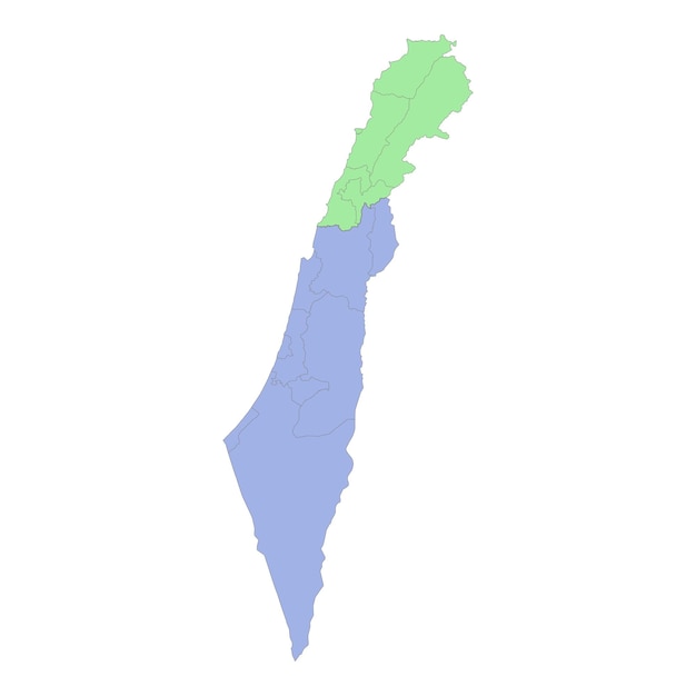 Carte politique de haute qualité d'Israël et du Liban avec les frontières des régions ou des provinces