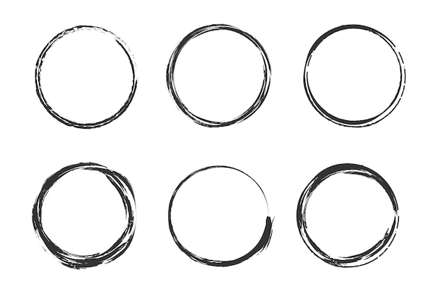 Un cercle tracé par un pinceau. Cadre de doodle vectoriel pour la conception. Cercles grunges