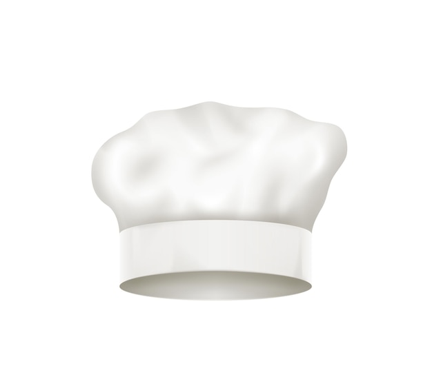 Chapeau blanc de chef détaillé réaliste uniforme d'élément de style de conception web isolé pour restaurant de cuisine