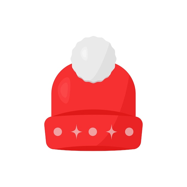 Vecteur chapeau rouge d'hiver avec bubo le concept de chaleur et de confort vector isolé sur fond blanc