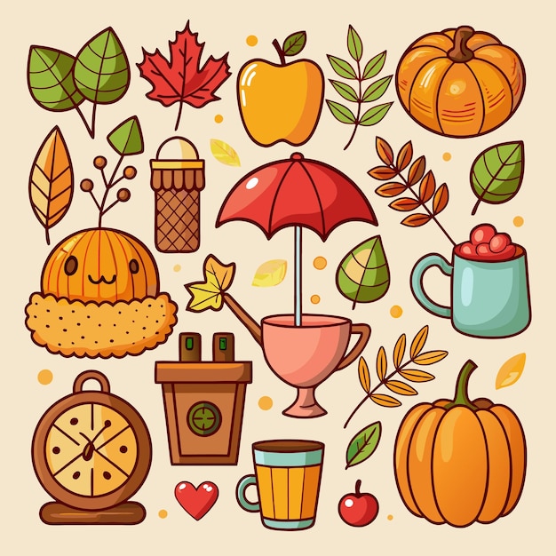 Le charme de l'automne Doodles Set d'automne