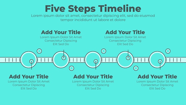 Vecteur chronologie commerciale minimale avec modèle de présentation infographique d'entreprise en 5 étapes ou options