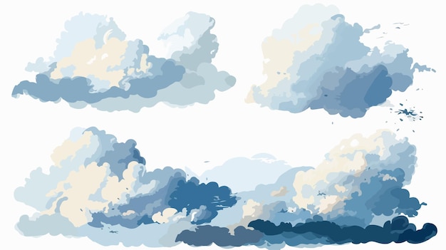 Vecteur ciel sombre et nuages blancs peignant l'illustration vectorielle