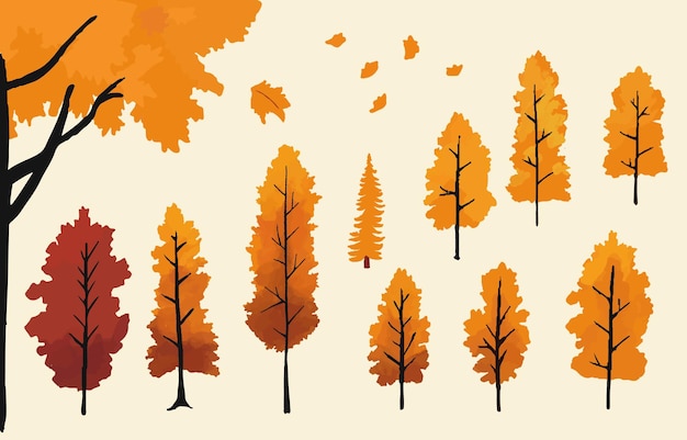 Collection d'automne avec élément d'arbreIllustration vectorielle pour iconstickerprintabletattoo