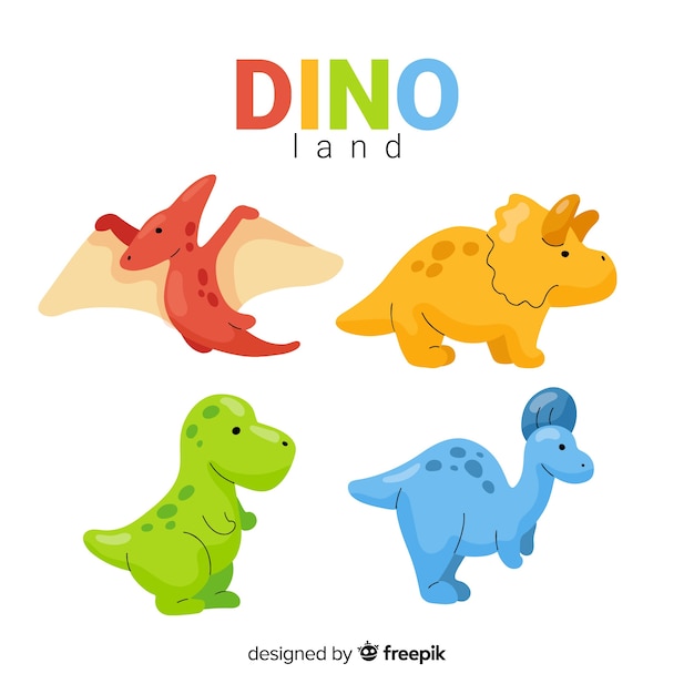 Collection de dinosaures plats