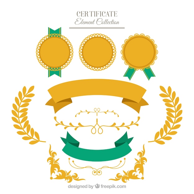 Collection d&#39;éléments de certificat dans le style plat