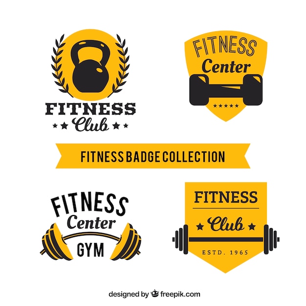 Collection d&#39;étiquettes de fitness jaune