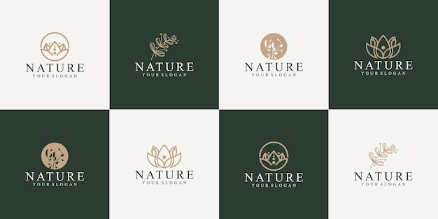 Vecteur collection de feuilles et de fleurs de logos de la nature