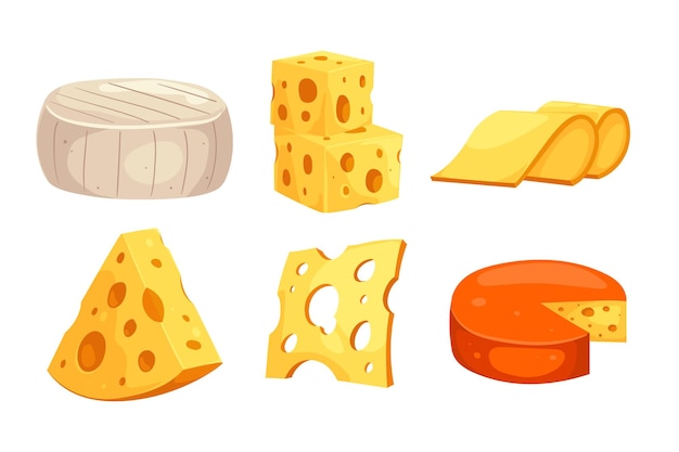 Vecteur une collection de fromages et de fromages de new york