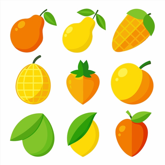 Vecteur une collection de fruits dont un qui a une image d'un citron et l'autre avec l'autre