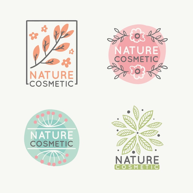 Vecteur collection de logo de cosmétiques nature