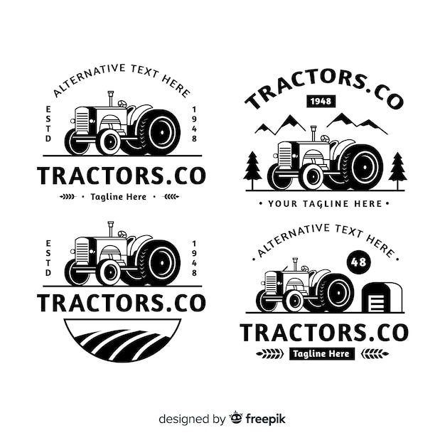 Vecteur collection de logo ferme plate