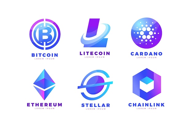 Collection de logos bitcoin dégradé