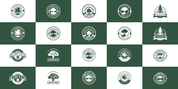 Vecteur collection de logos de branches d'arbres écologie plantation réserve naturelle illustration de conception du logo