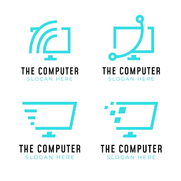 Collection de logos d'écran d'ordinateur avec concept technologique pour symbole internet