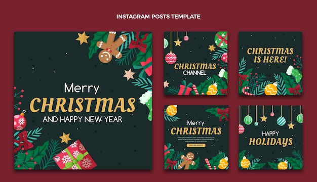 Collection de messages instagram de noël plat