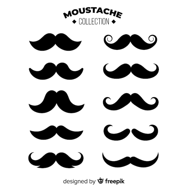 Collection originale de moustache avec design plat