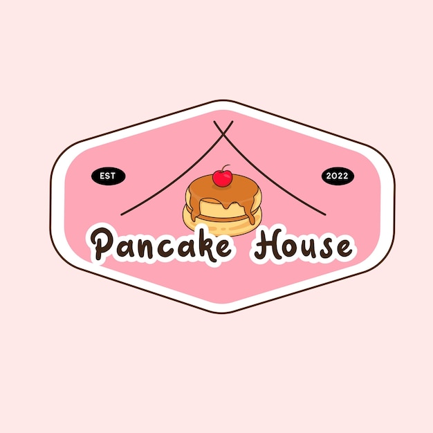 Concept d'insigne de logo de maison de crêpes