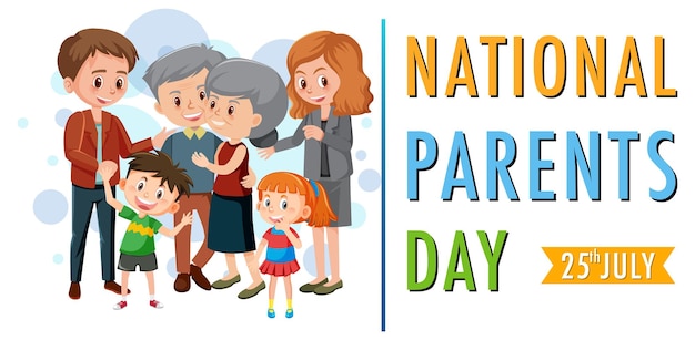 Conception d'affiche de la journée nationale des parents avec personnage de dessin animé