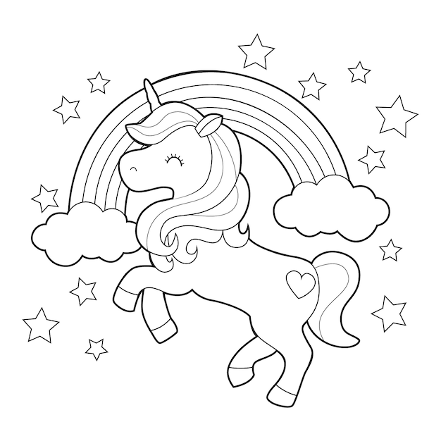 Conception de coloriage avec une licorne mignonne