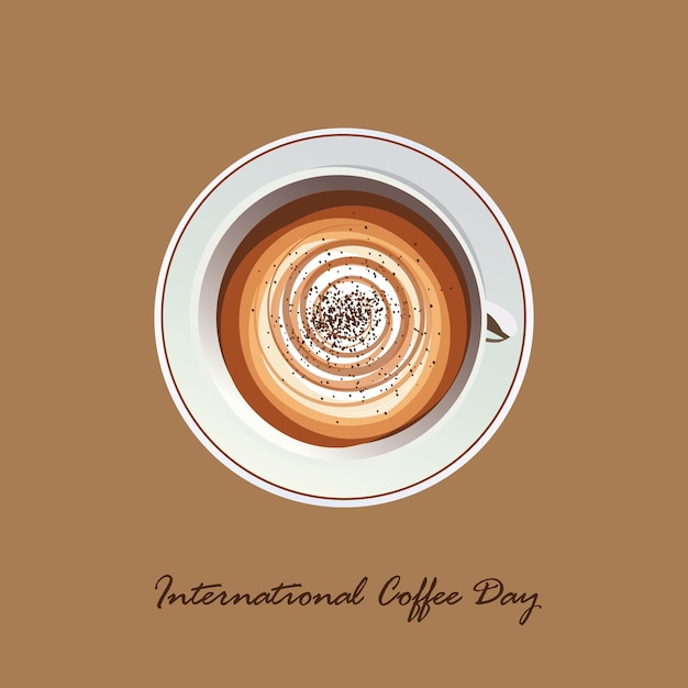 Vecteur conception du concept de la journée internationale du café. logo de café et modèle thématique.