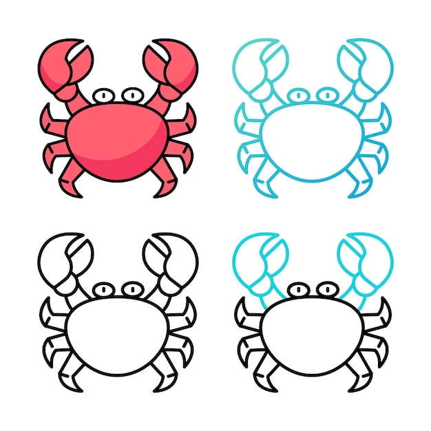 Vecteur conception d'icône de crabe en quatre couleurs de variation