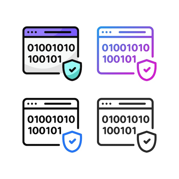 Vecteur conception d'icônes de sécurité des données en quatre couleurs de variation