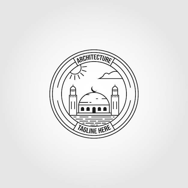 Conception d'illustration vectorielle d'art de ligne de logo de symbole islamique