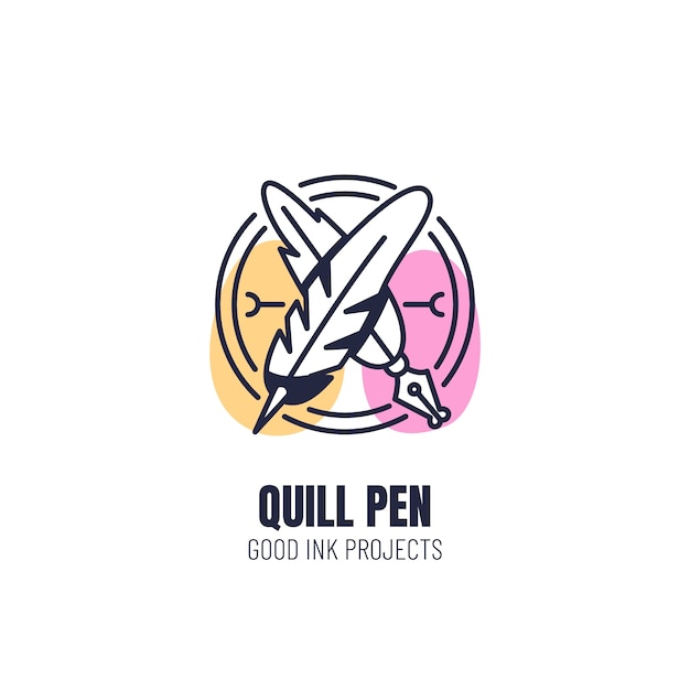 Vecteur conception de modèle de penlogo quill