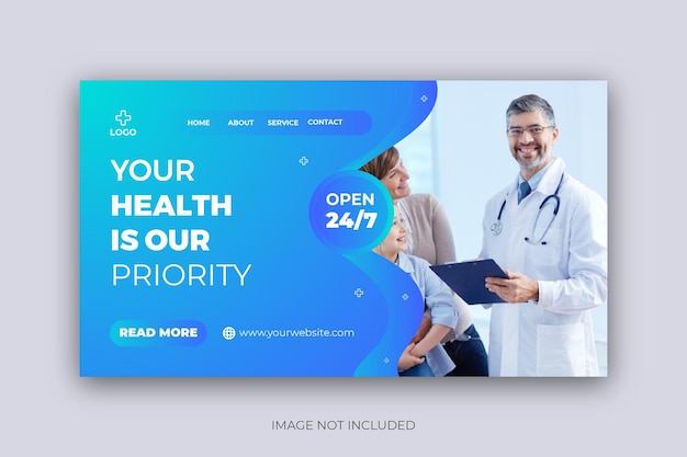 Consultation sur les soins médicaux Landing Page Web Banner Template Design