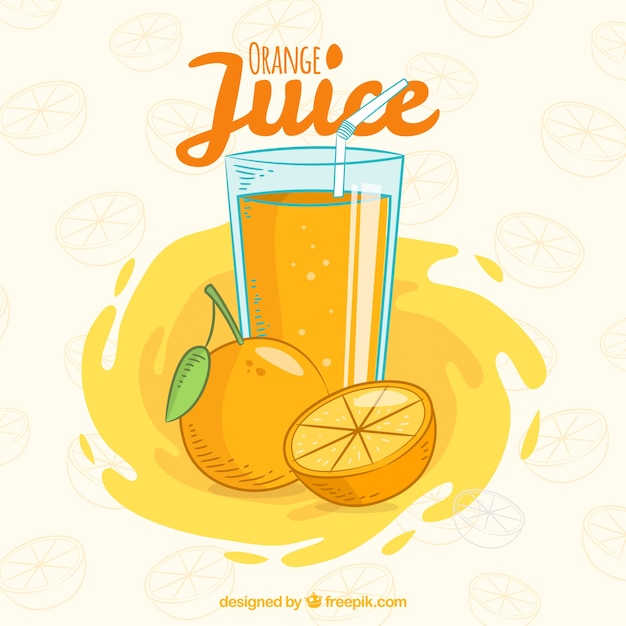 Vecteur contexte de jus d&#39;orange dessiné à la main