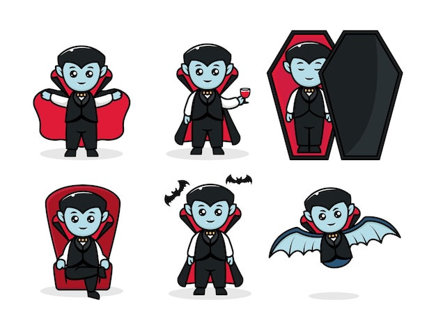 Vecteur costume mignon dracula pour enfants illustration de conception de logo de mascotte halloween