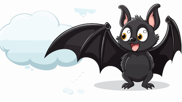 Vecteur cute bande dessinée de chauve-souris volante avec illustration de bulle de parole