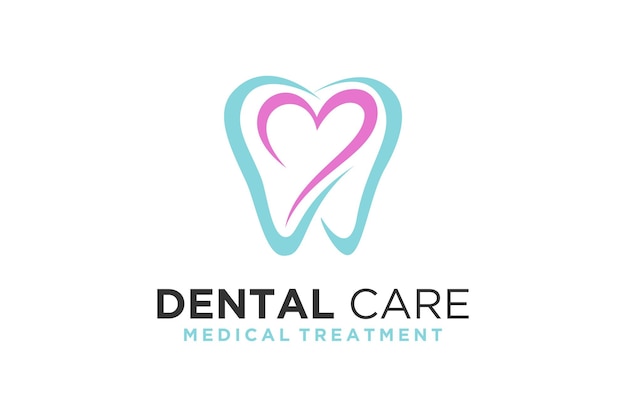 Dent Dents Dentiste Dentisterie dentaire Coeur Amour vecteur de conception de logo