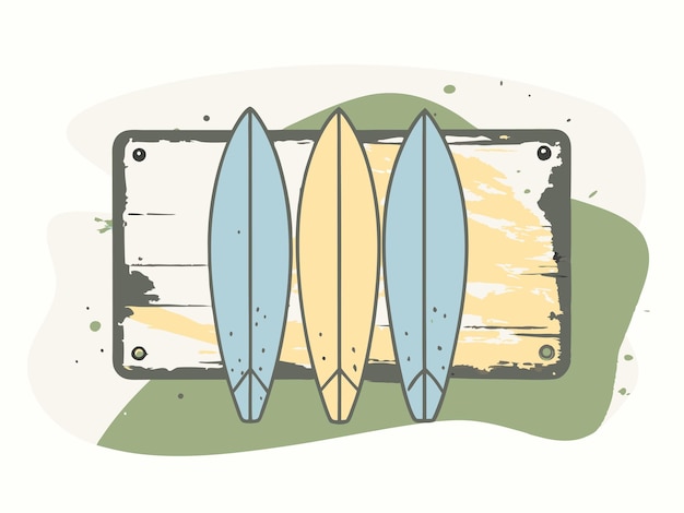 Vecteur design d'affiche vintage de planches de surf ou affiche de surf dans le style vintage pour club de surf ou magasin