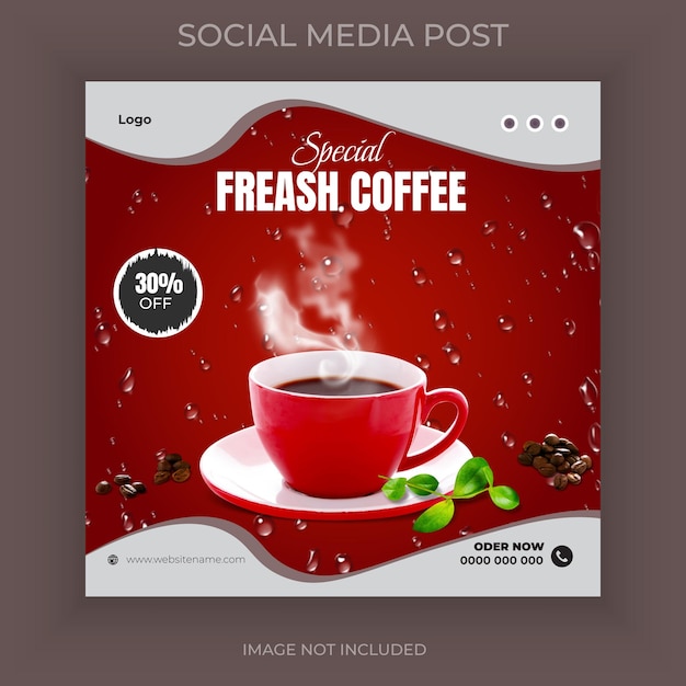 Design de modèle de message spécial pour les médias sociaux sur le thé noir et le café