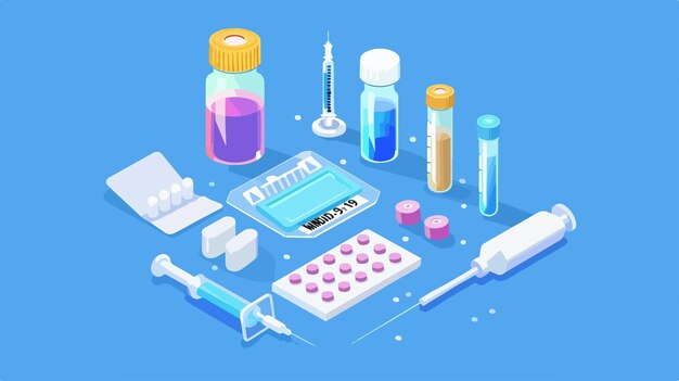 Vecteur un dessin animé d'une bouteille de pharmacien avec beaucoup de pilules et une bouteelle de médicaments