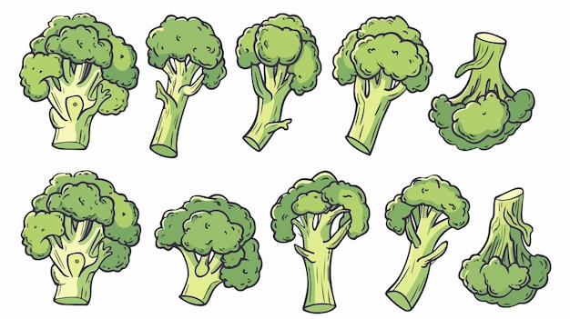 Vecteur un dessin animé de brocoli sur un fond gris